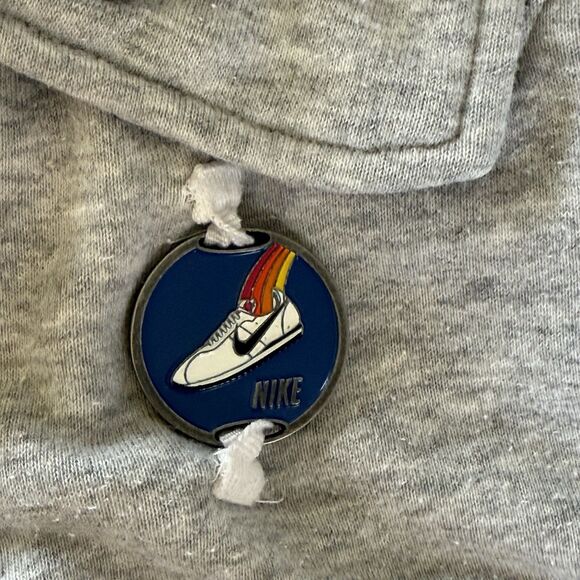 Vintage Nike Orange Swoosh Full Zip‎ Hoodie SZ XL Gray Rainbow Shoe Charm Rare - Picture 6 of 16